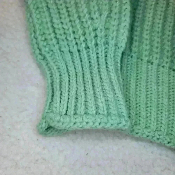 H&M Sweater Chunky Knit Womens Medium Green Mock Neck Crop - Picture 4 of 14